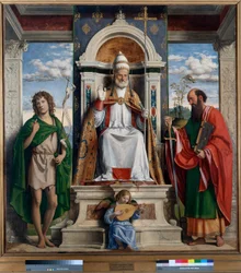 Sankt Peter troner med Sankt Johannes Døberen og Sankt Paulus