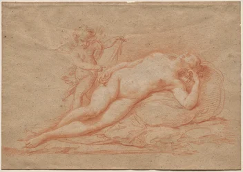 Liggende nøgen med Amor