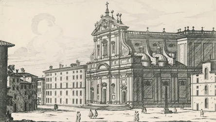 Sankt Ignatius af Loyola-kirken på Marsmarken, Rom, stik af Giovanni Battista Falda (1640 eller 1643-1678), Italien