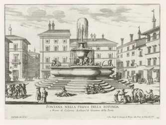 Fontæne af Pantheon på Piazza della Rotonda te Rom Springvand på Piazza della Rotonda (titel på objekt) Fontæner i Rom (serietitel) Fonteinen van Rome (serietitel)