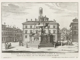 Fontein på Piazza Santa Maria in Trastevere Springvand på pladsen i Basilica of S. Maria in Trastevere (titel på objektet) Fountains of Rome (serietitel) Fonteinen van Rome (serietitel)