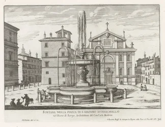 Fontein på Piazza Scossacavalli i Rom Springvand på Piazza di S. Giacomo Scossacavallo (titel på objekt) Fontæner i Rom (serietitel) Fonteinen van Rome (serietitel)