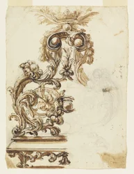 Design til et ornament i forgyldt bronze