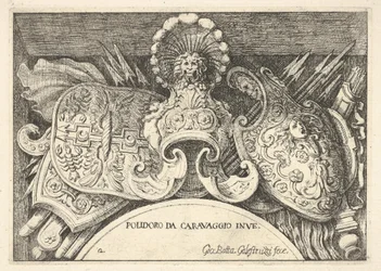 Plade 2: trofæer af romerske våben fra dekorationer over vinduerne på anden sal ..., 1656-58.