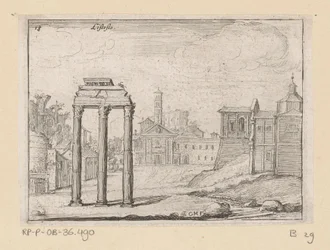 Udsigt over Forum Romanum i Rom Listesso (titel på objekt) Udsigt over Rom (serietitel) Alcune vedute et prospettive di luoghi dishabitati di Roma (serietitel)