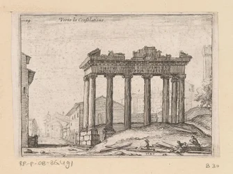 Rester af Saturntemplet i Forum Romanum i Rom Verto la Consolatione (titel på objekt) Udsigt over Rom (serietitel) Alcune vedute et prospettive di luoghi dishabitati di Roma (serietitel)