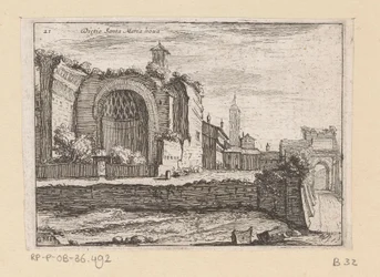 Resten van de Tempel van Venus en Roma te Rom Bag Santa Maria nova (titel på objekt) Gezichten op Rom (serietitel) Nogle udsigter og perspektiver af ubeboede steder i Rom (serietitel)