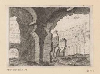 Rester af Colosseum i Rom Listesso (titel på objekt) Udsigt over Rom (serietitel) Alcune vedute et prospettive di luoghi dishabitati di Roma (serietitel)