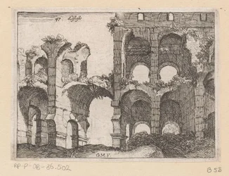 Rester af Colosseum i Rom Listesso (titel på objekt) Udsigt over Rom (serietitel) Alcune vedute et prospettive di luoghi dishabitati di Roma (serietitel)