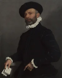Portræt af en mand med et brev LAvvocato, ca. 1570