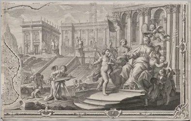 Nyt kort over Rom bragt frem i lyset af Giambattista Nolli i året MDCCXLVII, kendt som La Pianta Grande di Roma