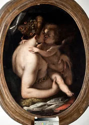 Venus og Amor (Venus og Amor) Maleri af Giovanni Battista Paggi (1554-1627) Genes, Musei di Strada Nuova inv n PB 1409