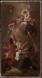 Skitse til "The Assumption of the Virgin" (til St. James, Zbraslav, nær Prag), ca. 1744 (olie på lærred)