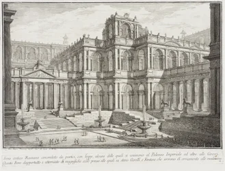 Gammelt forum omgivet af porticoes, ca. 1743