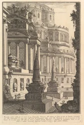 Gammelt mausoleum opført for asken af ​​en romersk kejser Mausoleum antico eretto per..., ca. 1750.