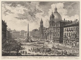 Udsigt over Piazza Navona med ruinerne af Domitians stadion (fra: Vedute di Roma)