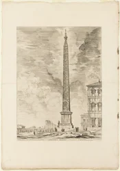 Egyptisk Obelisk. Denne blev rejst af pave Sixtus V på Piazzaen ved St. John Lateran, fra udsigt over Rom