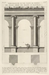 Højde og plan af andenordens portik ved Marcellus Teatro di Marc..., 1756.