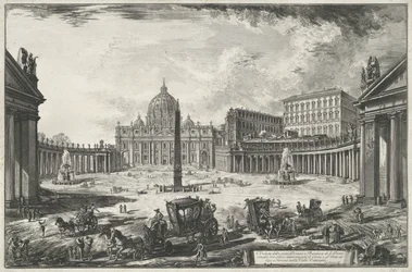 Udsigt over Peterspladsen med Peterskirken i Vatikanstaten Veduta della gran Piazza e Basilica di S. Pietr (...) (titel på objektet) Udsigt over Rom (serietitel) Vedute di Roma disegnate ed incise da Giambattista Piranesi architetto