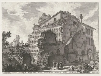 Graftombe van familie van keizer Augustus Udvendigt billede af de tre gravrum, menes at tilhøre Aug.to-familien (titel på objektet) Archeologische vondsten in en rond Rome (serietitel) Romerske antikviteter (serietitel)