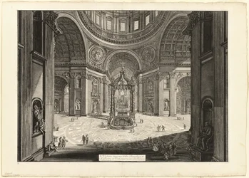 Interiørbillede af Peterskirken i Vatikanet, nær tribunen, fra Views of Rome