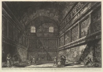 Indvendigt billede af det gamle Bacchus-tempel, nu kirken S. Urbano, to miles..., ca. 1750.