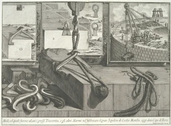 Midler, hvorved de store blokke af travertin og marmor blev løftet..., 1756-57.