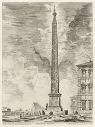 Egyptisk obelisk. Denne blev rejst af pave Sixtus V på Piazza di S. Gio. Laterano, fra Vedute di Roma (Udsigter over Rom)