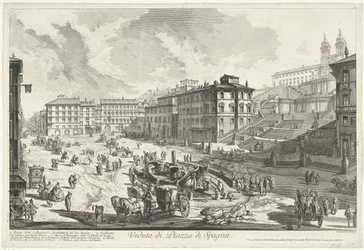 Spanske Trappe i Rom Udsigt over Piazza di Spagna (titel på objekt) Gezichten op Rom (serietitel) Udsigt over Rom designet og indgraveret af Giambattista Piranesi-arkitekten Ve (nez) iano (serietitel)