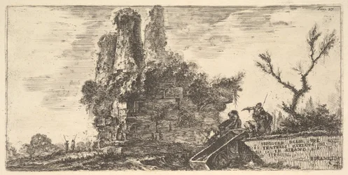 Tavle 27: De tre Curiatii-brødres grav i Albano Grav af de tre brødre C ..., ca. 1748.