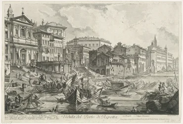 Havnen i Ripetta te Rom Udsigt over havnen i Ripetta (titel på objekt) Gezichten op Rom (serietitel) Udsigt over Rom designet og indgraveret af Giambattista Piranesi-arkitekten Ve (nez) iano (serietitel)