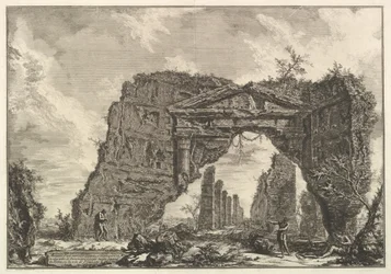 Rester af en overdækket portico, eller en kryptoportiucus, i en villa i Domitian, fem miles..., ca. 1766.