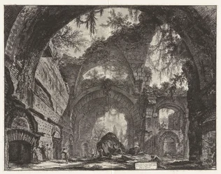 Ruiner af et skulpturgalleri i Hadrians villa i Tivoli [i virkeligheden de store bade], fra Vedute di Roma (Udsigter over Rom)