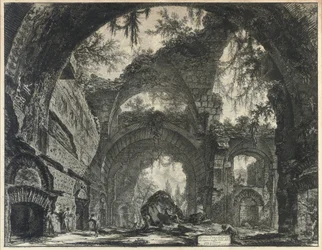 Rovine of a statue gallery in Villa Adriana and Tivolidani
