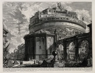 Bagfra set af Hadrians mausoleum, nu kaldet Engelsborg (fra: Vedute di Roma)