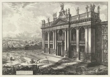 Sint-Jan van Lateranen te Rom Udsigt over facaden af ​​basilikaen S. Giovanni Laterano (...) (titel på objektet) Gezichten op Rom (serietitel) Udsigt over Rom designet og indgraveret af Giambattista Piranesi-arkitekten Ve (nez) iano (serietitel)
