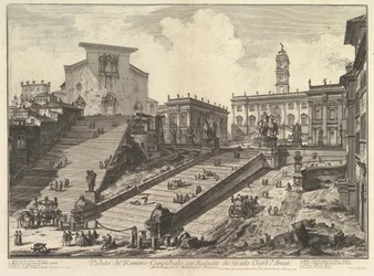 Capitol og trappen til S. Maria i Aracoeli Udsigt over den romerske Camipidoglio med ..., ca. 1775.