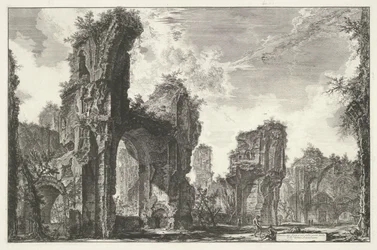 Thermen van Caracalla te Rom Ruinerne af Sisto eller begge dele af den store sal i Antoninian Baths (titel på objektet) Gezichten op Rom (serietitel) Udsigt over Rom designet og indgraveret af Giambattista Piranesi-arkitekten Ve (nez) iano (serietitel)