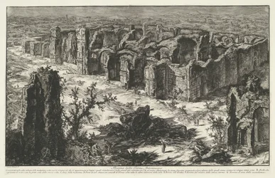 Thermen van Caracalla te Rom Ruinerne af de Antoninske bade (titel på objektet) Gezichten op Rom (serietitel) Udsigt over Rom designet og indgraveret af Giambattista Piranesi-arkitekten Ve (nez) iano (serietitel)