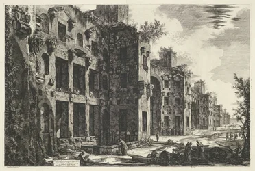 Thermen van Diocletianus te Rom Udsigt over de øvre rester af Diocletians bade i S. Maria degli Angeli (titel på objektet) Gezichten op Rom (serietitel) Udsigt over Rom designet og indgraveret af Giambattista Piranesi-arkitekten Ve (nez) iano (seri)