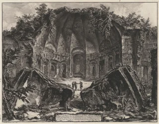 Resterne af Canopus i Hadrians Villa i Tivoli (fra: Vedute di Roma)