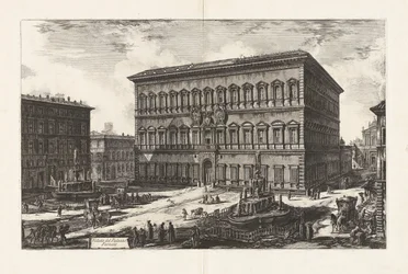 Udsigt over Palazzo Farnese (Udsigt over Palazzo Farnese), fra Vedute di Roma (Udsigt over Rom)