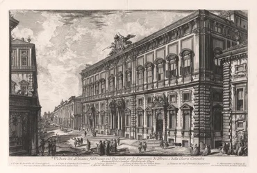 Udsigt over Palazzo bygget på Quirinal for Briefs og Det Hellige Råds sekretær, fra Vedute di Roma (Udsigt over Rom)