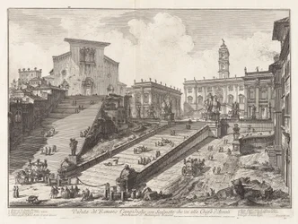 Udsigt over den romerske Campidoglio med trappe, der går