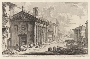 Udsigt over Temple of Manly Fortune. I dag S. Maria Egizziaca degli Armeni (Udsigt over templet Fortuna Virilis. Nu den armenske kirke Santa Maria Egizziaca [nu menes at være Portunus