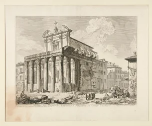 Udsigt over Antoninus og Faustinas tempel i Campo Vaccino. (Udsigt over Antoninus og Faustinas tempel i Forum Romanum.), Fra Vedute di Roma