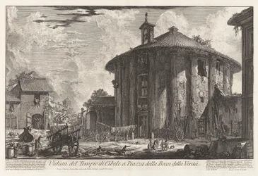 Udsigt over Cybele-templet på Piazza della Bocca della Verit? (Udsigt over Cybele-templet på Piazzaen ved Bocca della Verit?), Fra Vedute di Roma (Udsigt over Rom)
