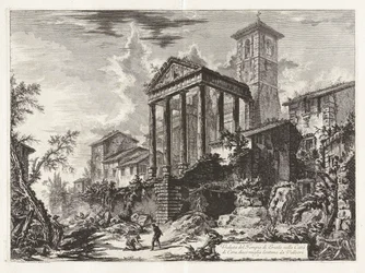 Udsigt over Herkules-templet i byen? di Cora, ti miles væk fra Velletri (Udsigt over Hercules-templet ved Cori, Ti Miles Afstand fra Velletri), fra Vedute di Roma (Udsigt over Rom)