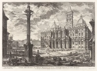 Udsigt over basilikaen Santa Maria [Maggiore] med dens to flankerende vinger, fra Vedute di Roma (Udsigt over Rom)
