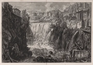 Veduta della Cascata di Tivoli (Udsigt over Tivolis vandfald), fra Vedute di Roma (Udsigt over Rom)
